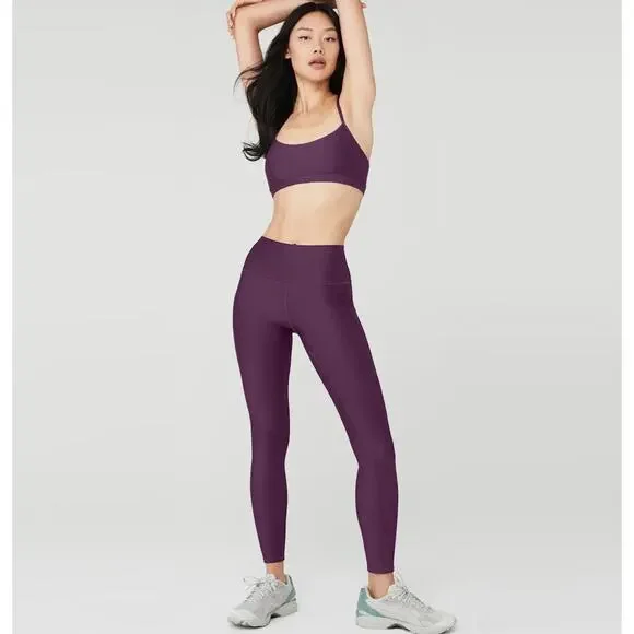 Alo Yoga Airlift Intrigue Bra + High-Waist Airlift Leggings Dark Plum Sz M Set - Picture 9 of 16